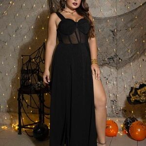 Elegant Black Sleeveless Sweetheart Maxi Dress